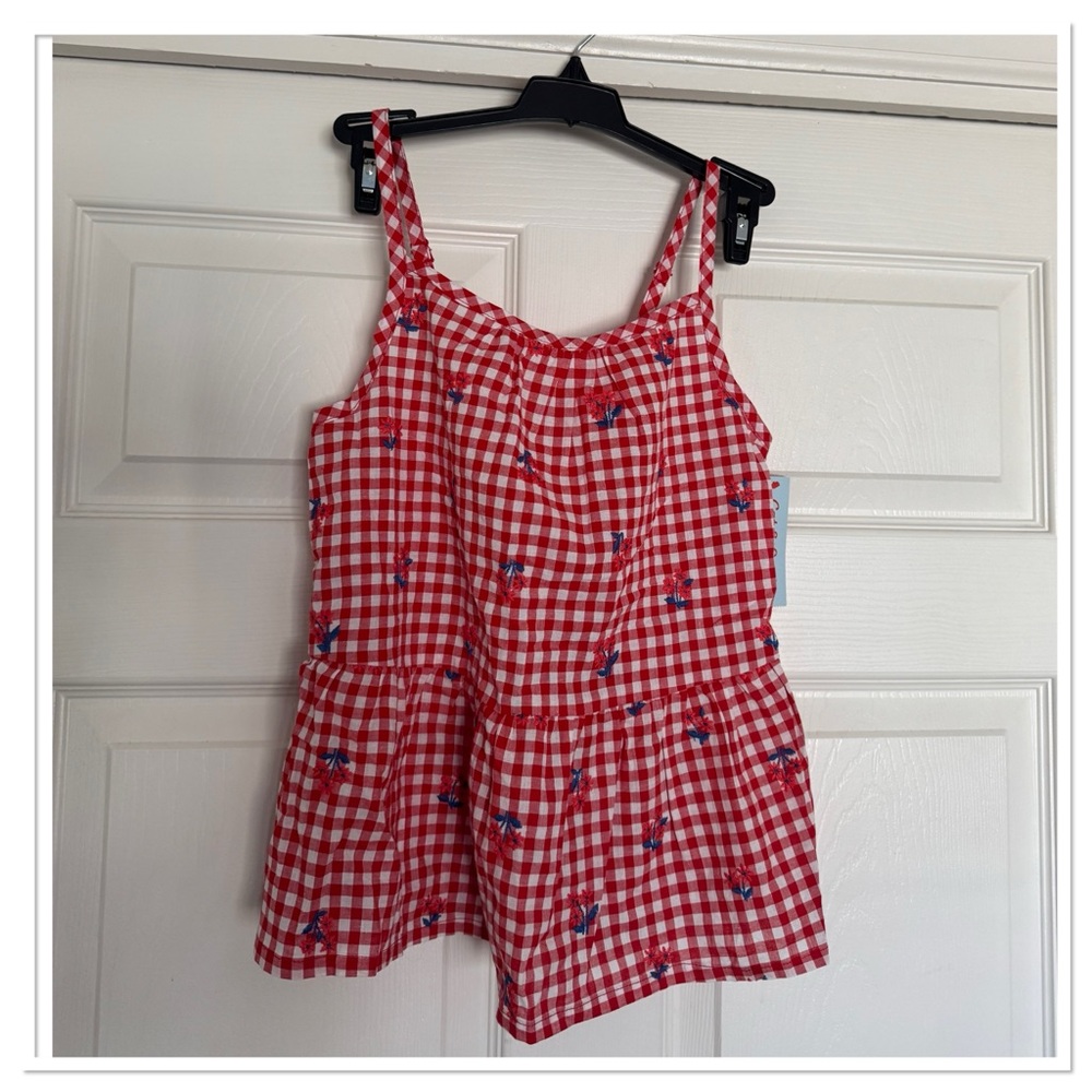 Girls Embroidered Americana Gingham Peplum Tank Cat & Jack - Picture 2 of 5